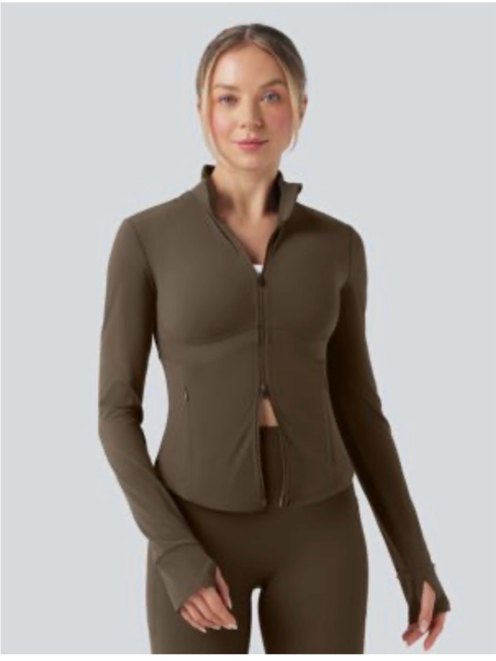 HALARA Olive Zip-Front Active Utility Jacket
